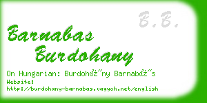 barnabas burdohany business card